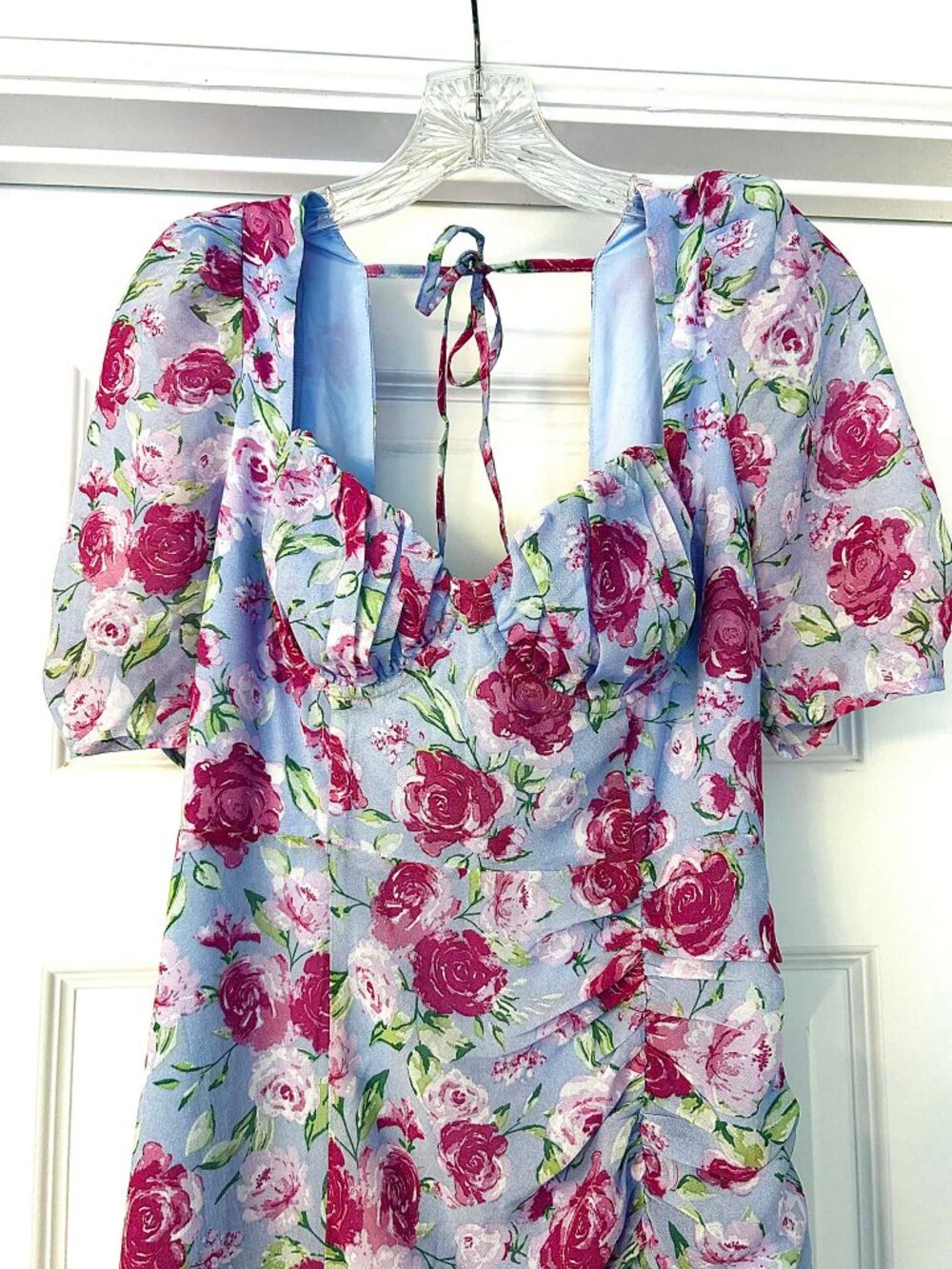 New ASTR The Label Bustier Floral Chiffon Midi Dress Blue Multi M - Picture 6 of 10